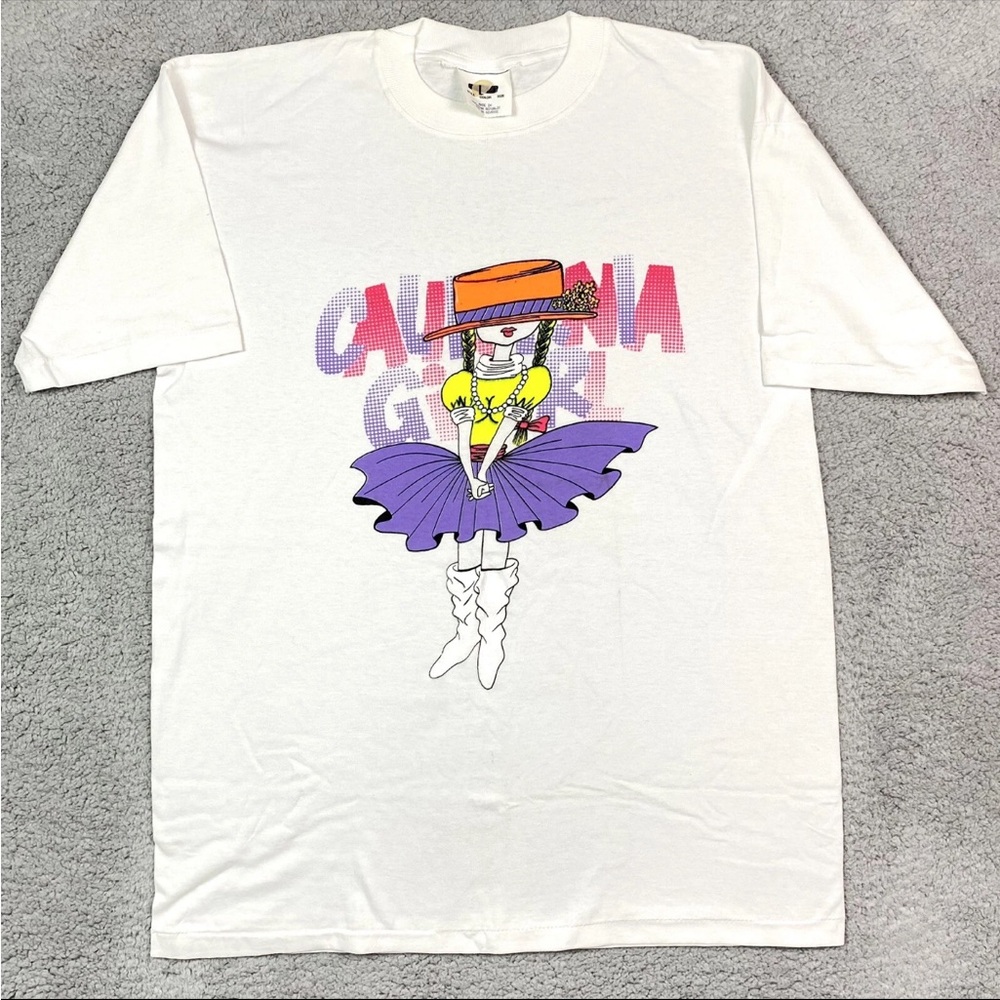 White Graphic T-Shirt with Purple and Orange Design